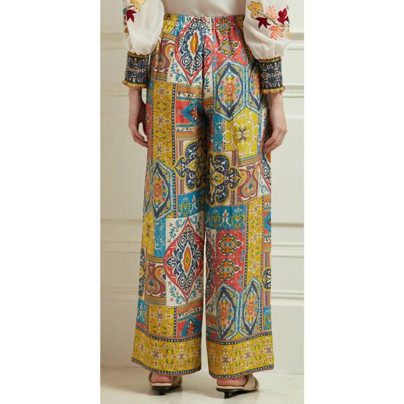 Anthropologie Ranna Gill Giana Wide Leg Linen Pants Multicolor Size S - Picture 4 of 9